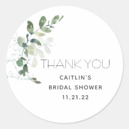 Redonda Bridal Shower Greenery Gracias Por Favor Pegatina