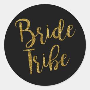 Redonda Brie Tribe Gold Leaf Script Classic Round Pegatina