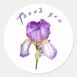 Redonda Bright Purple Iris Arte Botánico Gracias Pegatina