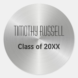 Redonda Brillo Metalizado plateado - Pegatina de graduació