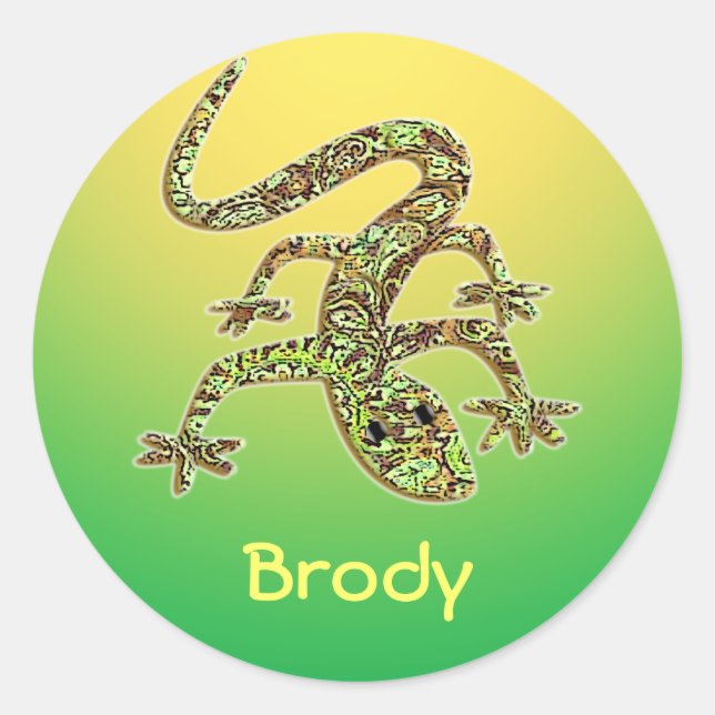 Redonda Brody Gecko / Salamander / Lizard Pegatina 1 (Anverso)