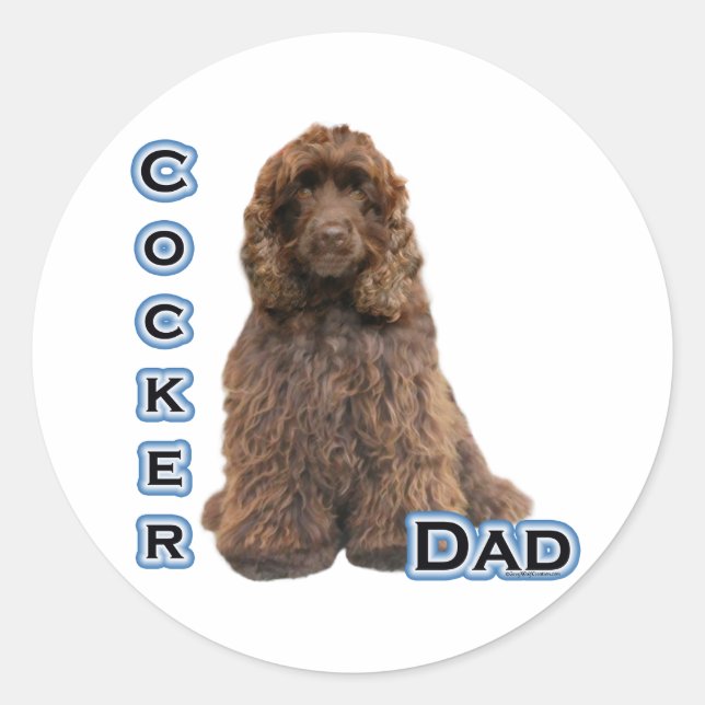 Redonda Brown Cocker Spaniel Dad 4 - Pegatina (Anverso)
