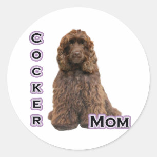 Redonda Brown Cocker Spaniel Mom 4 - Pegatina