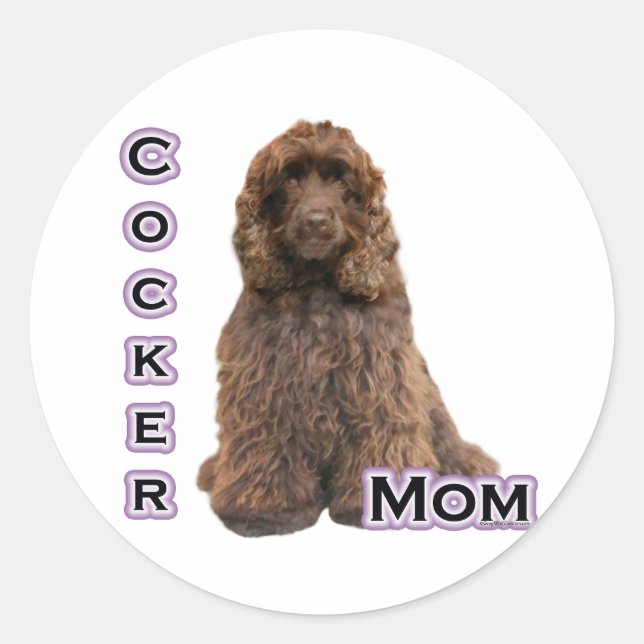 Redonda Brown Cocker Spaniel Mom 4 - Pegatina (Anverso)