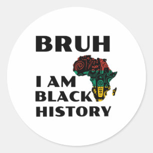 Redonda Bruh Soy Pegatina de Historia Negra 1