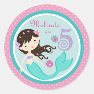 Redonda Brunette 5B del pegatina de little mermaid