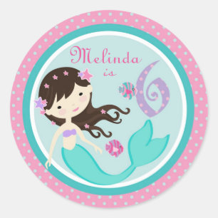 Redonda Brunette 6B del pegatina de little mermaid