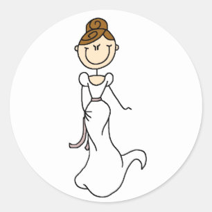 Redonda Brunette Bride Pegatina