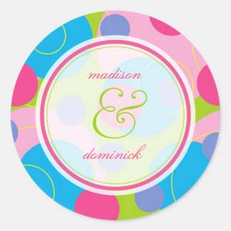 Redonda Bubblegum Bubbly Mod Dots Summer Boda Pegatina