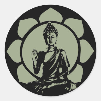 Redonda Buddha Lotus Pegatina