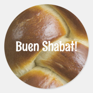 Redonda Buen Shabat Ladino Challah Pegatina
