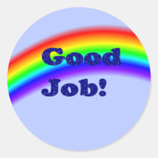 Redonda Buen trabajo Pegatina arcoiris, pequeño