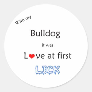 Redonda Bulldog Amor a primera lama - Pegatina