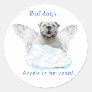 Redonda Bulldog Ángel en pegatina de abrigo de piel