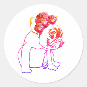 Redonda Bulldog Pegatina de Perro Dulce Buitre