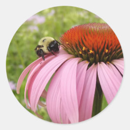 Redonda Bumble Bee en Pegatina de flores