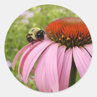 Redonda Bumble Bee en Pegatina de flores