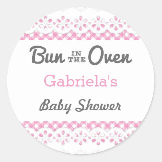 Redonda Bun In The Oven Baby Shower Favor Pegatina