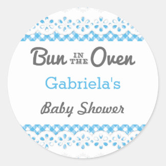 Redonda Bun In The Oven Baby Shower Favor Pegatina
