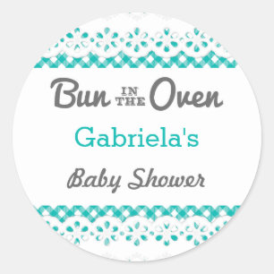 Redonda Bun In The Oven Baby Shower Favor Pegatina