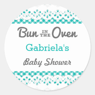 Redonda Bun In The Oven Baby Shower Favor Pegatina