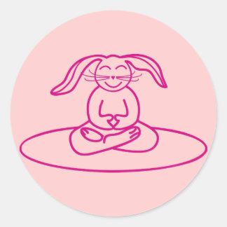 Redonda Bunny de yoga - Pegatina rosado