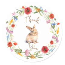 Bunny gracias pegatina Personalizable floral