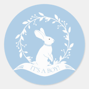 Redonda Bunny it'a boy Favor Pegatina