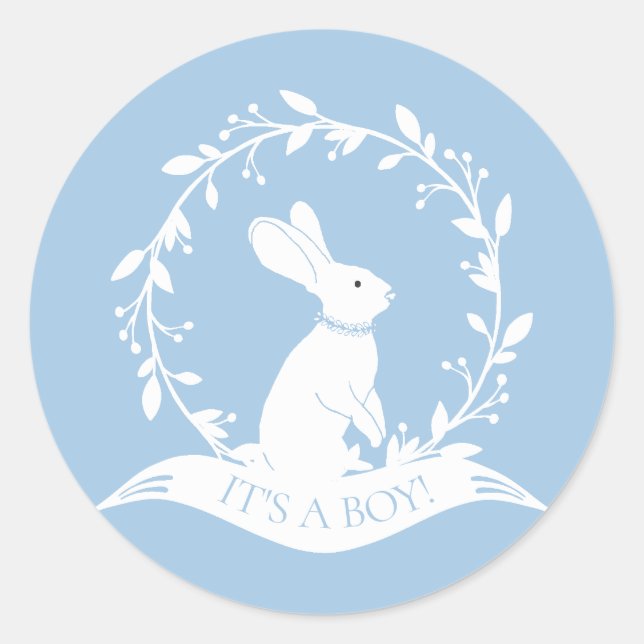 Redonda Bunny it'a boy Favor Pegatina (Anverso)