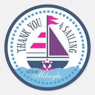 Redonda ¡Buques Ahoy! PEGATINA A CHICA