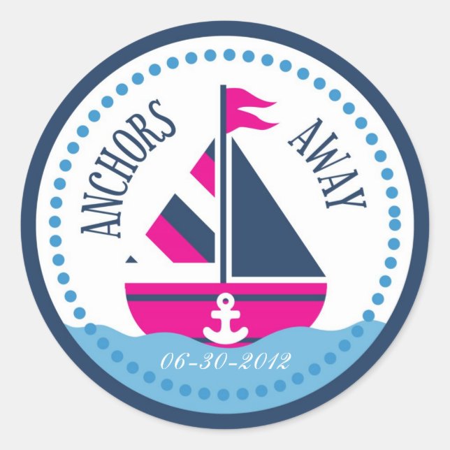 Redonda ¡Buques Ahoy! PEGATINA B CHICA (Anverso)