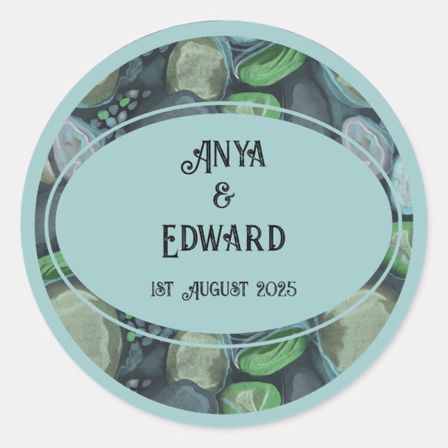 Redonda Burbujas de agua - pegatina Boda (Anverso)