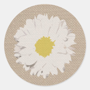 Redonda Burlap Inspired Daisy Pegatina