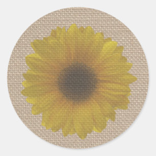 Redonda Burlap Inspired Sunflower Pegatina