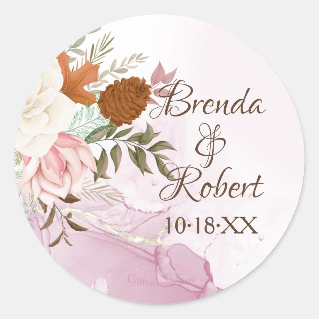 Redonda Burst of Autumn Pegatina (Anverso)