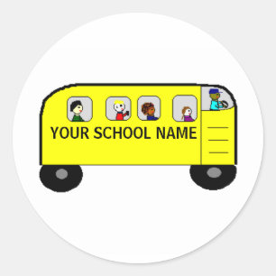 Redonda BUS ESCOLAR - un producto de su escuela - pegatina