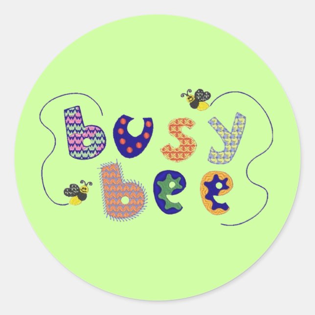 Redonda Busy Bee Pegatina (Anverso)