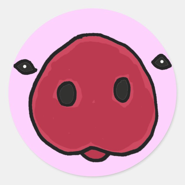 Redonda BW - Funny Pig Snout Pegatina (Anverso)