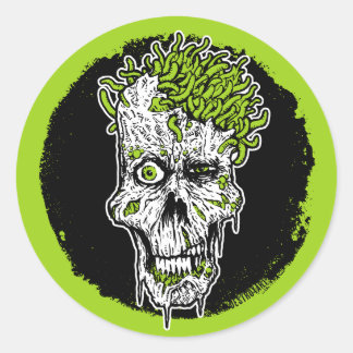 Redonda Cabeza llena de pegatina redondo de Worms