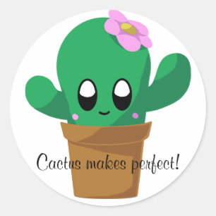 Redonda Cactus hace un pegatina redondo perfecto