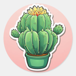 Redonda Cactus Pegatina
