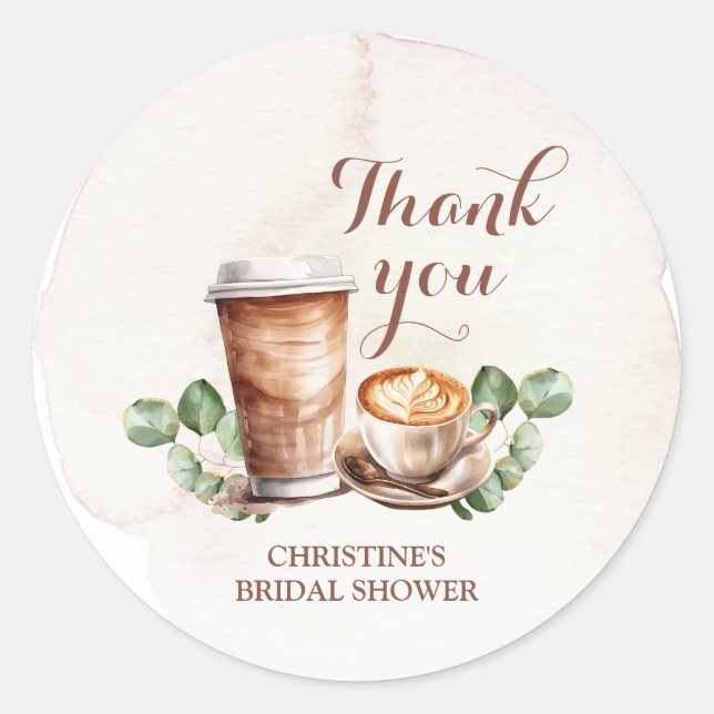 Redonda Café El amor se está preparando Gracias Pegatina (Anverso)