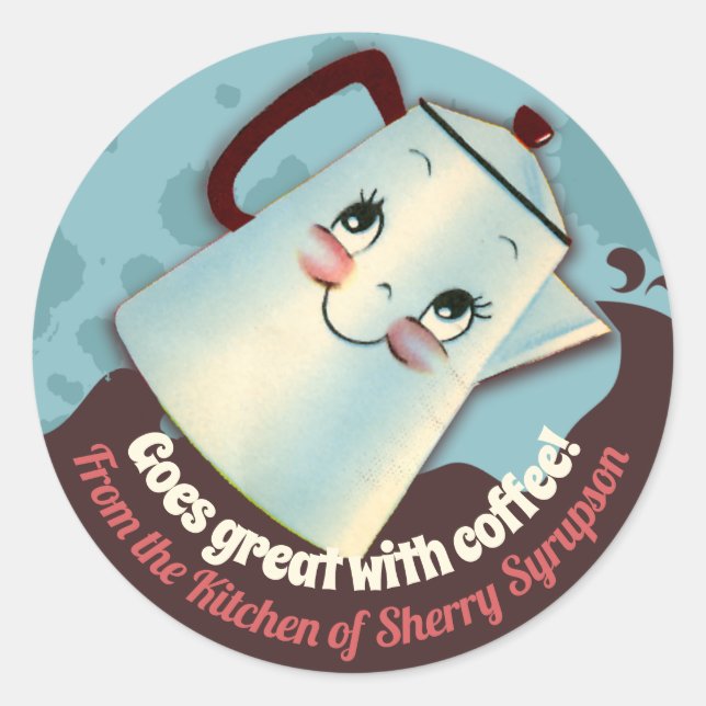 Redonda Café retro de la cocina del pegatina (Anverso)