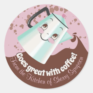 Redonda Café retro de la cocina del pegatina