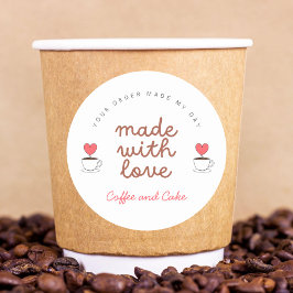 Redonda Café y Tarta Cafetería Hecha con amor pegatina