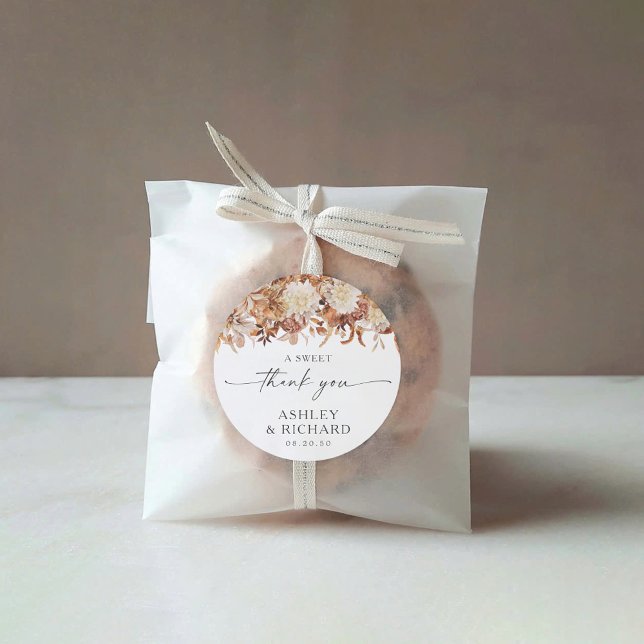 Redonda Caída Rústica deja Pegatina redondo Boda clásico (Subido por el creador)