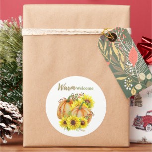 Redonda Calabaza Bienvenida Calor Pegatina Redondo Clásico