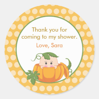 Redonda Calabaza de otoño | Pegatina Baby Shower Favor