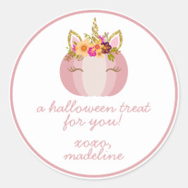 Redonda Calabaza de unicornio | Pegatina de Halloween infa