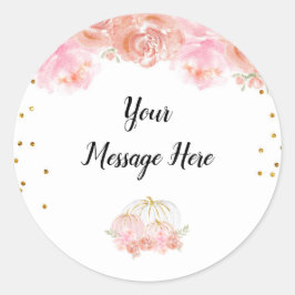 Redonda Calabaza Floral Gracias Pegatina